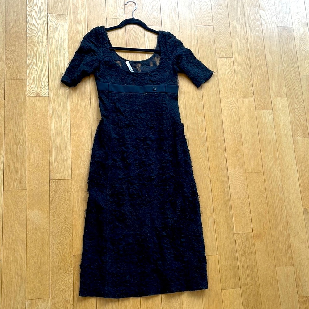 Fitted midi Prada black lace dress